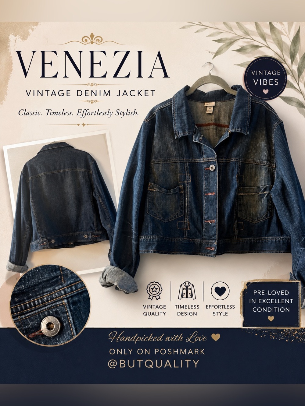 Venezia Vintage Women's Distressed Denim Jacket - Classic Trucker Style